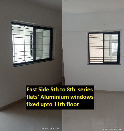 Prestige Avenue- East side 5th to 8th series flats' Aluminium windows fixed upto 11th floor