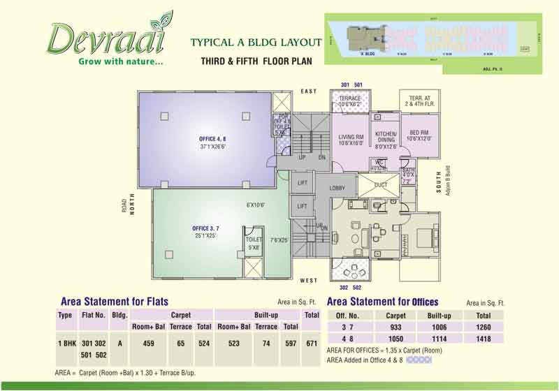 Devraai- A Building - 3rd & 5th Floor Plan