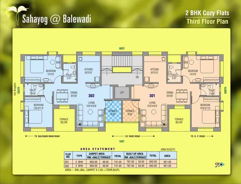 Sahayog- Third Floor Plan, 2BHK